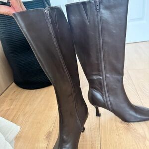 Boots Dark Brown Heeled Leather Boots